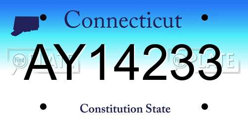 AY14233 Connecticut License Plate