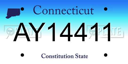 AY14411 Connecticut License Plate