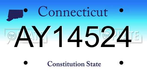 AY14524 Connecticut License Plate