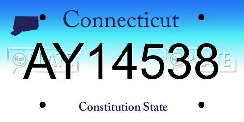AY14538 Connecticut License Plate