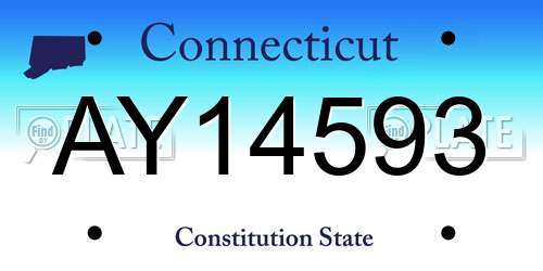 AY14593 Connecticut License Plate