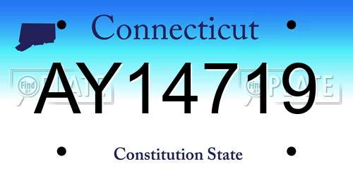 AY14719 Connecticut License Plate