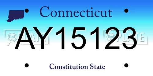 AY15123 Connecticut License Plate