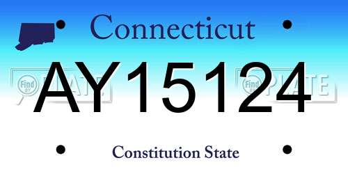 AY15124 Connecticut License Plate