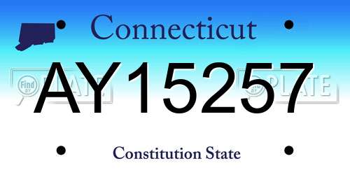 AY15257 Connecticut License Plate
