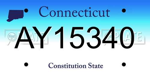 AY15340 Connecticut License Plate