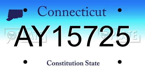 AY15725 Connecticut License Plate