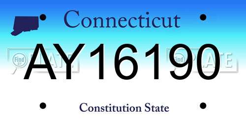 AY16190 Connecticut License Plate