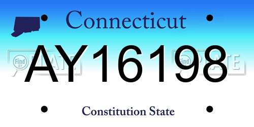AY16198 Connecticut License Plate