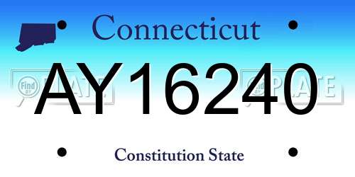 AY16240 Connecticut License Plate