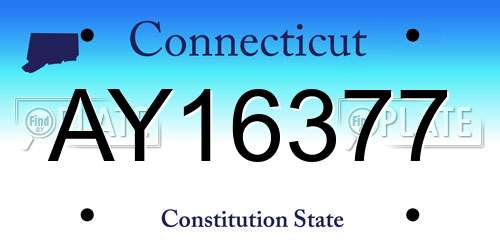 AY16377 Connecticut License Plate