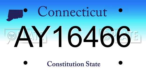 AY16466 Connecticut License Plate