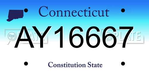 AY16667 Connecticut License Plate