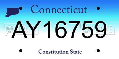 AY16759 Connecticut License Plate
