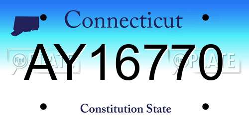AY16770 Connecticut License Plate