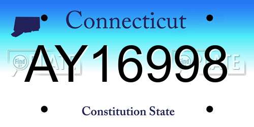 AY16998 Connecticut License Plate