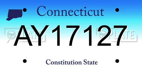 AY17127 Connecticut License Plate