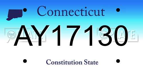 AY17130 Connecticut License Plate