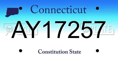AY17257 Connecticut License Plate