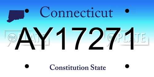 AY17271 Connecticut License Plate