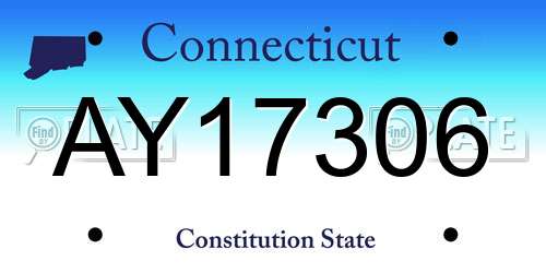 AY17306 Connecticut License Plate
