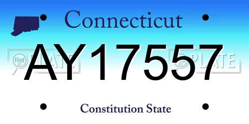 AY17557 Connecticut License Plate