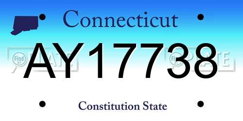 AY17738 Connecticut License Plate