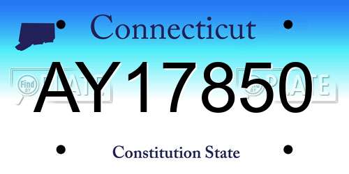 AY17850 Connecticut License Plate