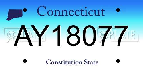 AY18077 Connecticut License Plate