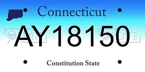 AY18150 Connecticut License Plate