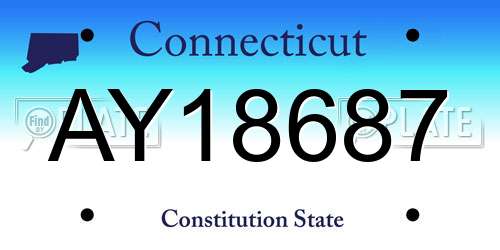 AY18687 Connecticut License Plate