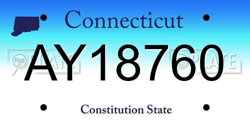 AY18760 Connecticut License Plate