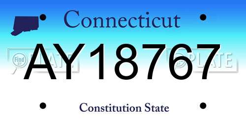 AY18767 Connecticut License Plate
