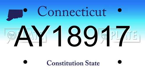AY18917 Connecticut License Plate