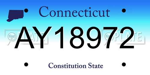 AY18972 Connecticut License Plate