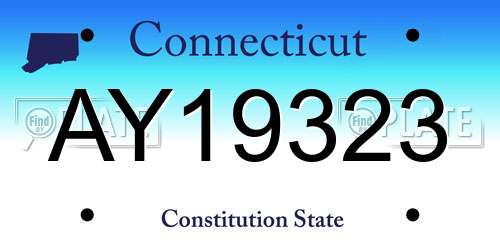 AY19323 Connecticut License Plate