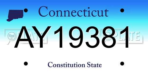 AY19381 Connecticut License Plate