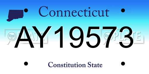 AY19573 Connecticut License Plate
