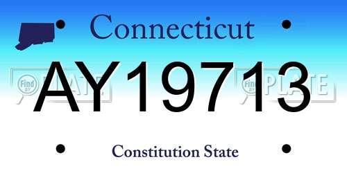 AY19713 Connecticut License Plate