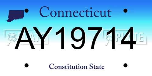 AY19714 Connecticut License Plate