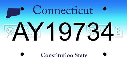 AY19734 Connecticut License Plate