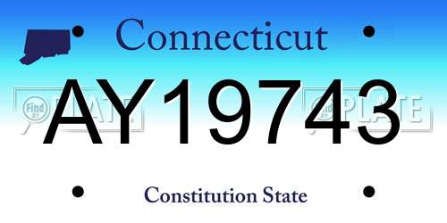 AY19743 Connecticut License Plate