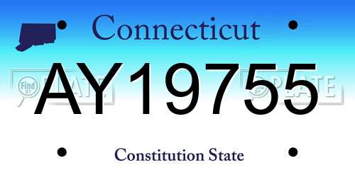 AY19755 Connecticut License Plate