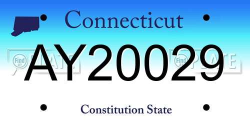AY20029 Connecticut License Plate