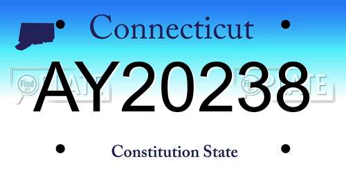AY20238 Connecticut License Plate