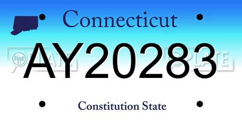 AY20283 Connecticut License Plate