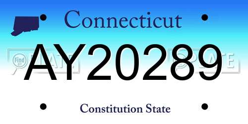 AY20289 Connecticut License Plate