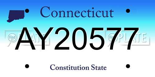 AY20577 Connecticut License Plate