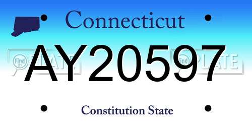 AY20597 Connecticut License Plate