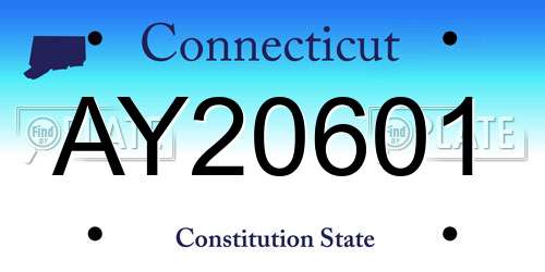 AY20601 Connecticut License Plate